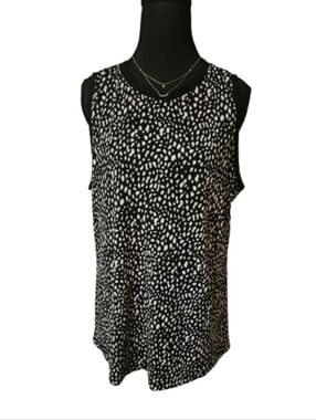 Dokotoo Women's Large Black And White Sleeveless Top